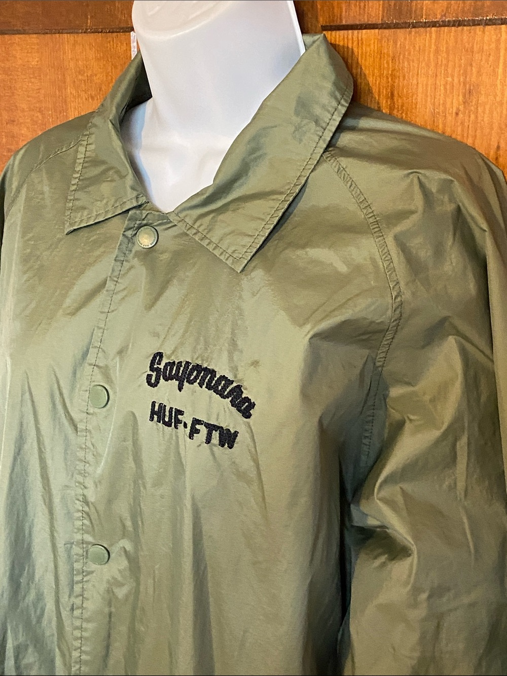 Huff Sayonara embroidered coaches full snap Streetwear wind breaker jacket XL - Picture 7 of 15